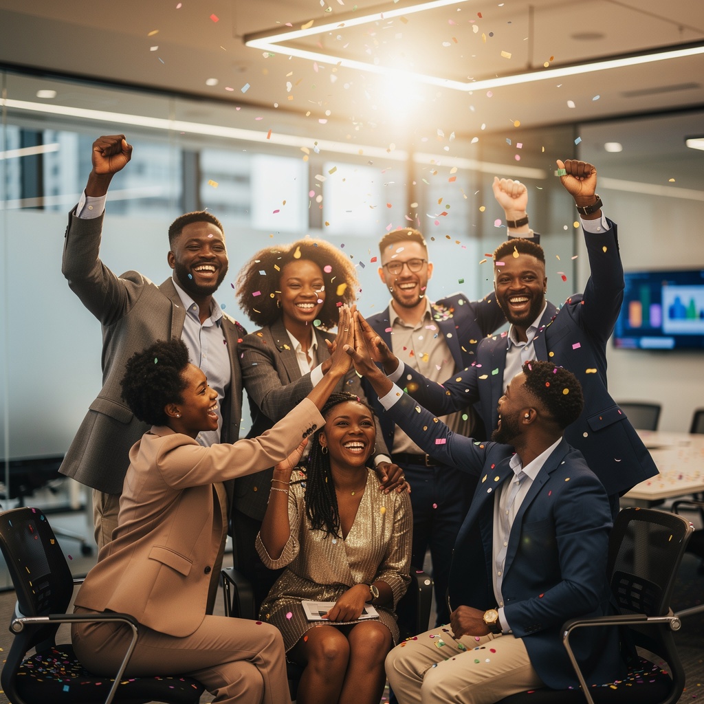 African professionals celebrating