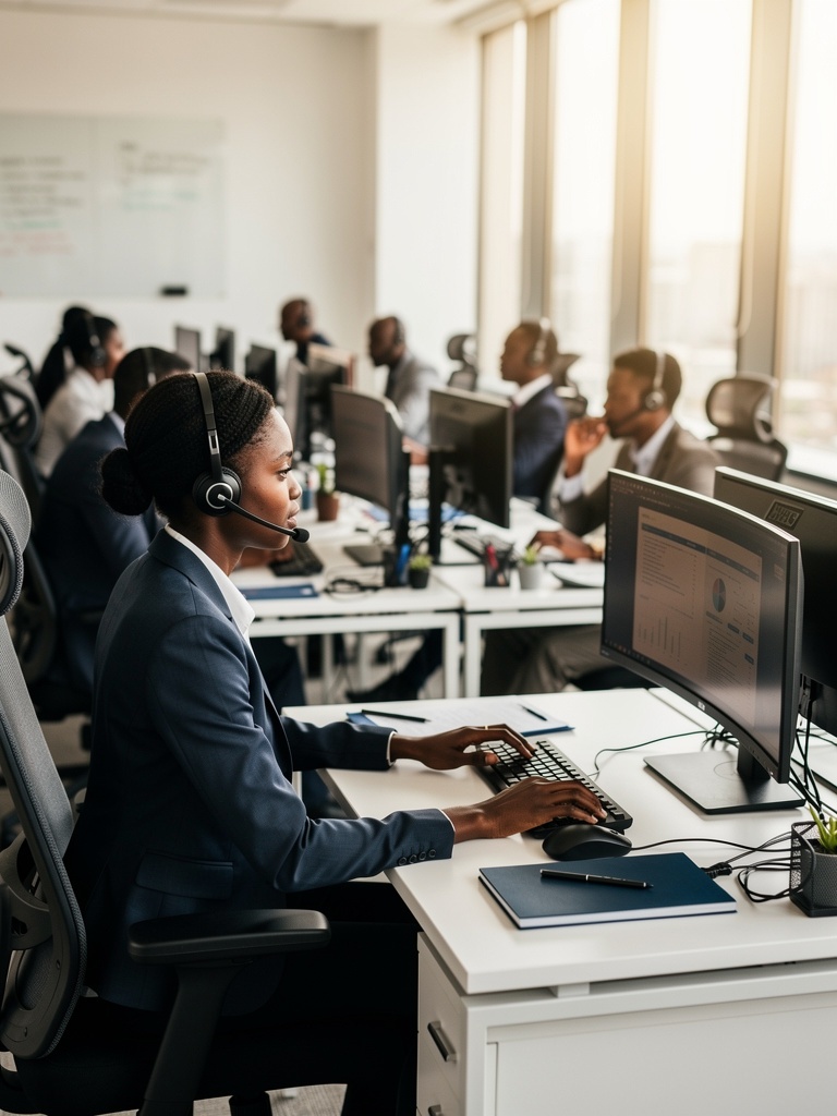 African professionals in a BPO centre